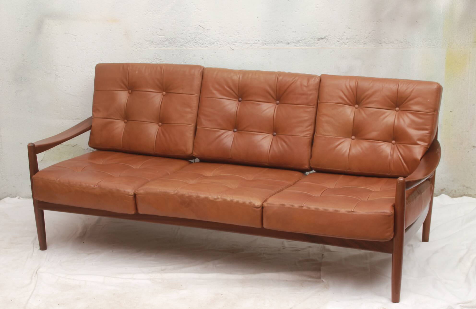 1960s 3-seater Sofa in leather