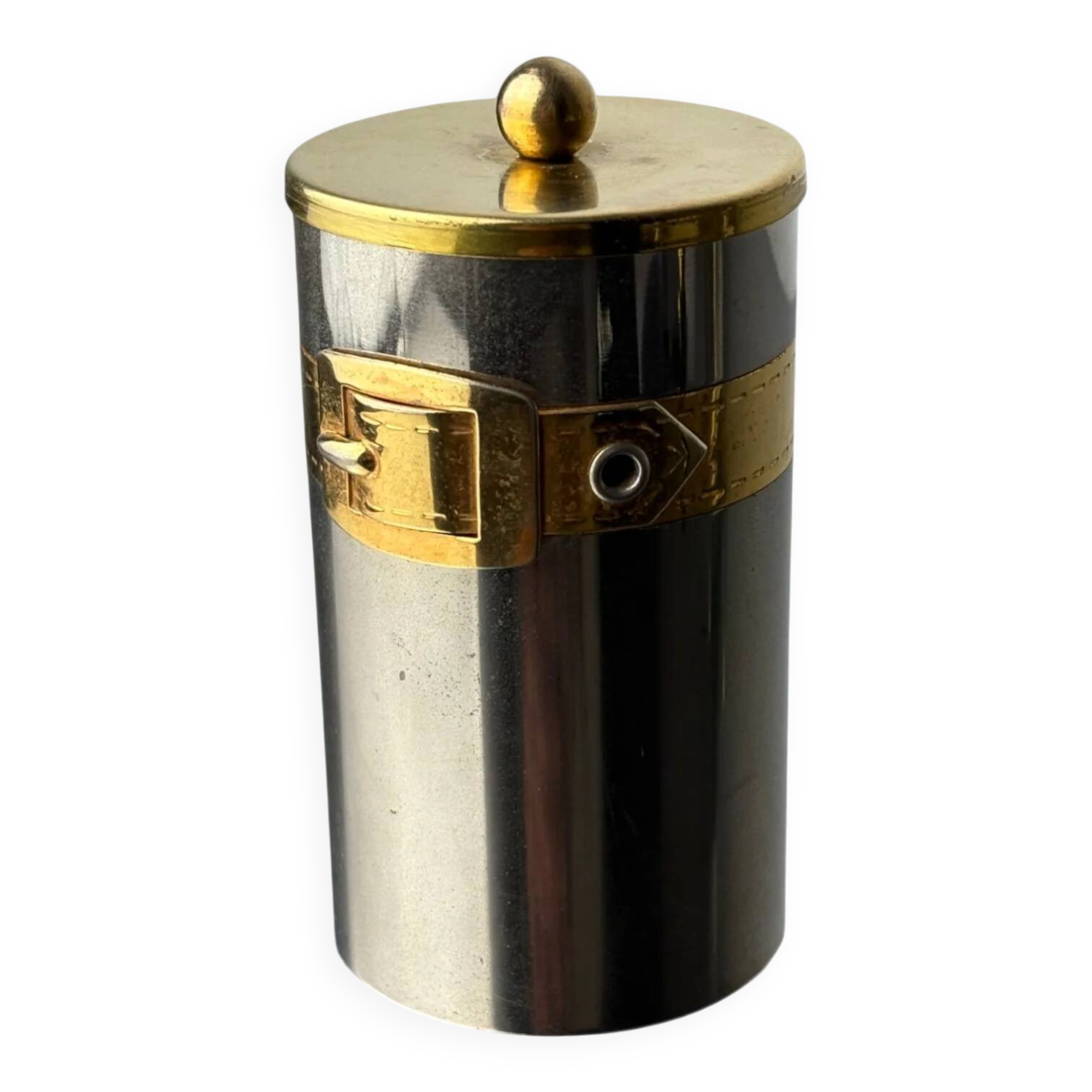 Maria Pergay's style belt buckle cigarette box, France, 1970s