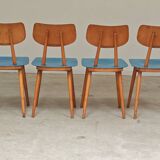 Set of 4 wooden chairs TON Bystrice Thonet blue