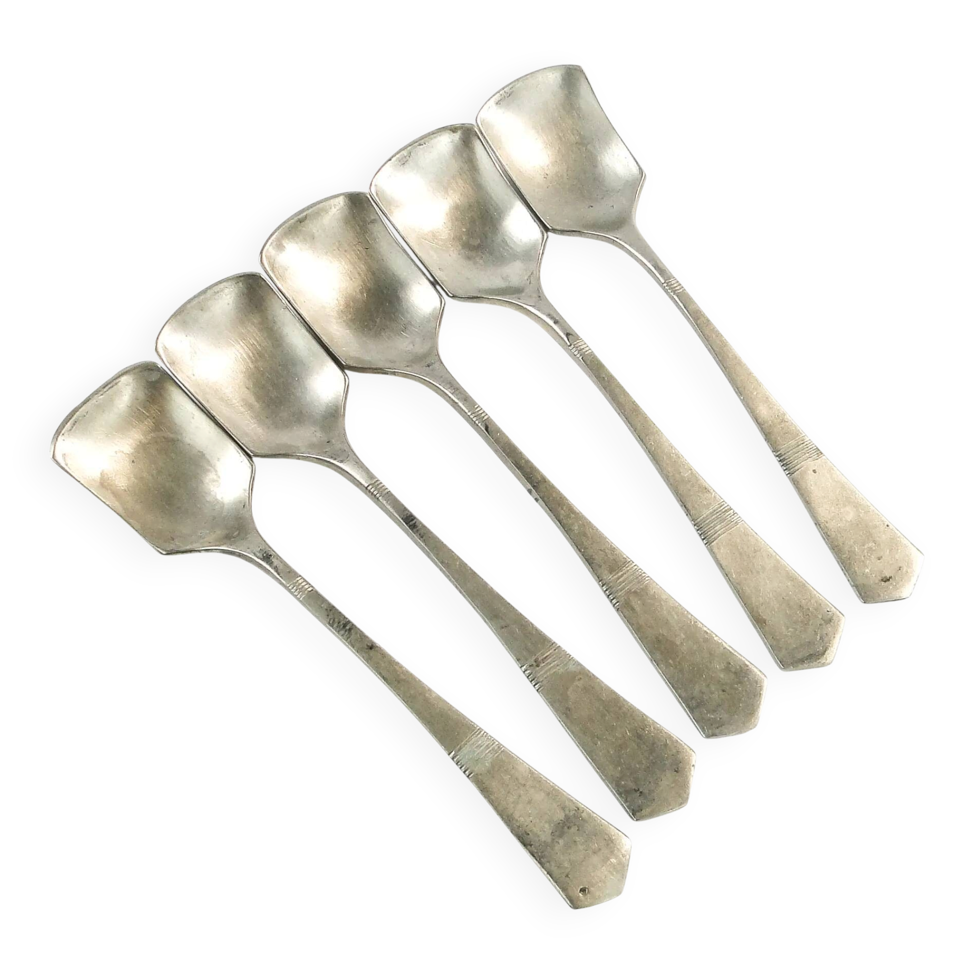 Set of 5 ice cream spoons, silver-plated white metal, Germany, 1930s