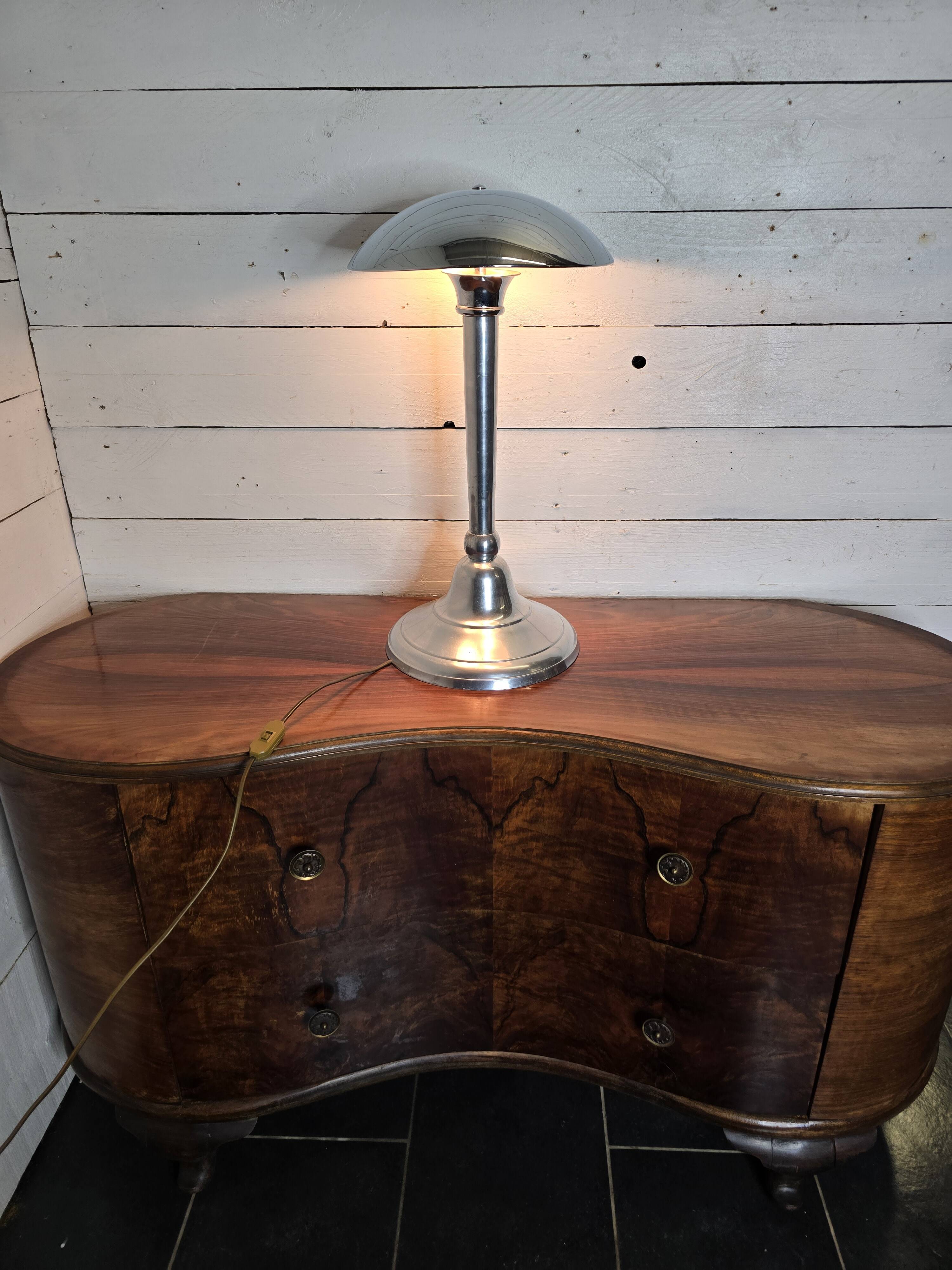 Chromed metal mushroom lamp from the 70s, 58 cm H