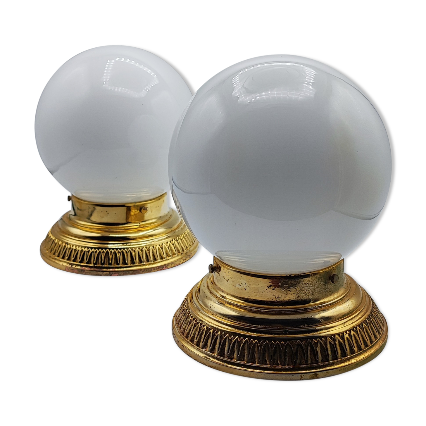 Pair of white opaline sconces