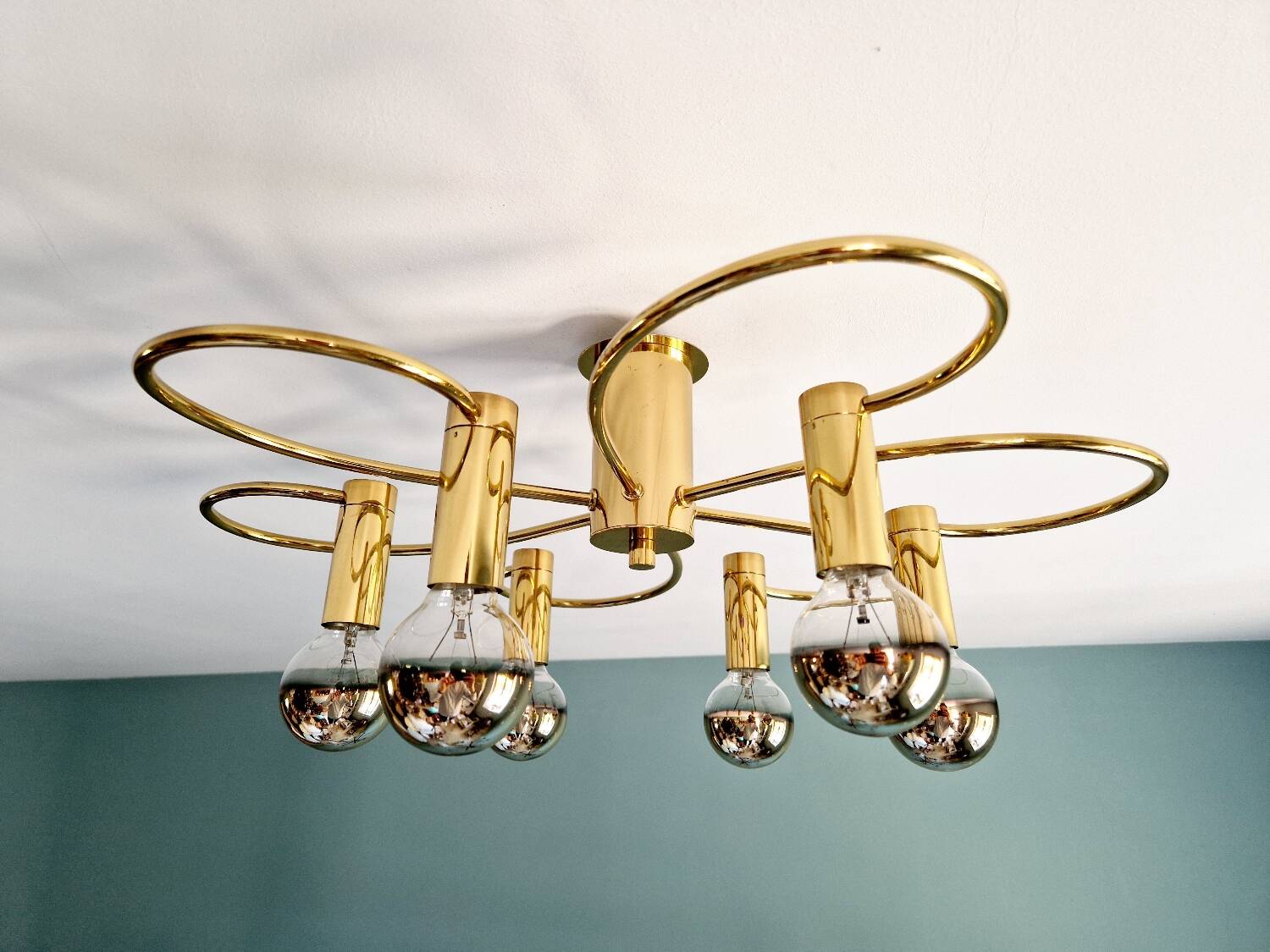Brass ceiling light, Cosack Leuchten, 1970s