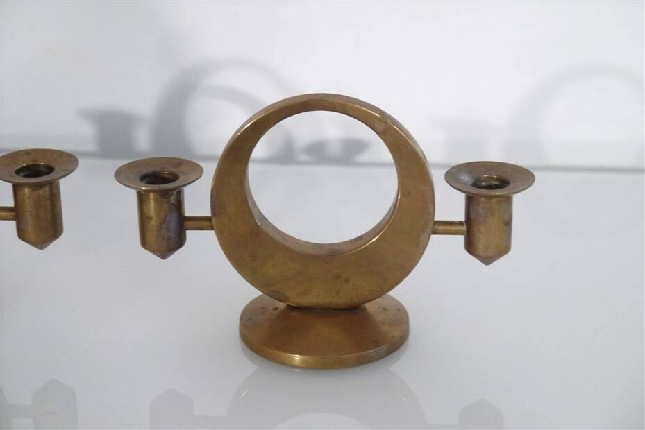 Pair of brass candlesticks by Arthur Pe for Kolback