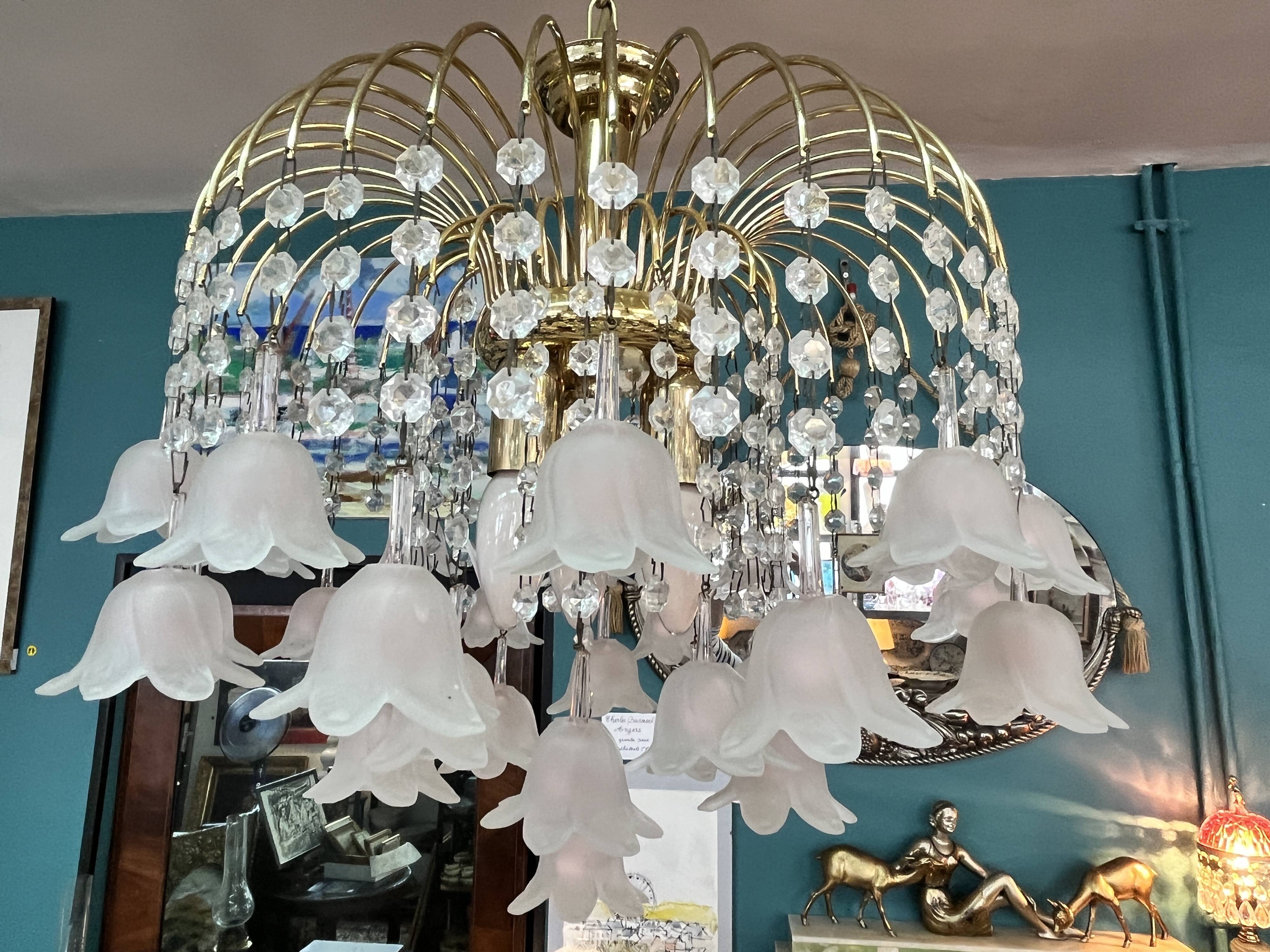 Vintage Murano glass chandelier and tassels circa 1970
