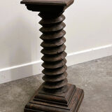 French antique wooden pressoir press screw column converted into sculptural pedestal