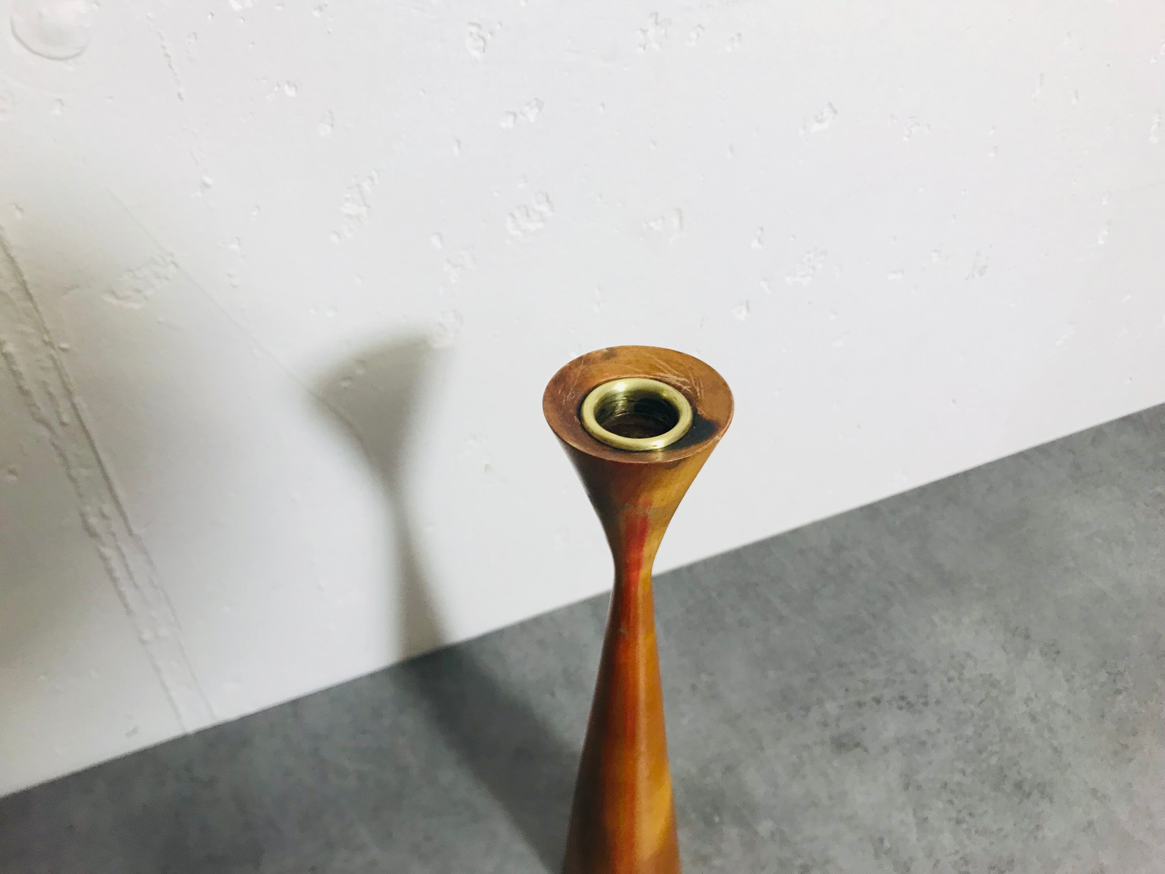 Scandinavian teak candlestick