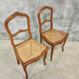 Set of antique French chairs dining chairs webbing and beech