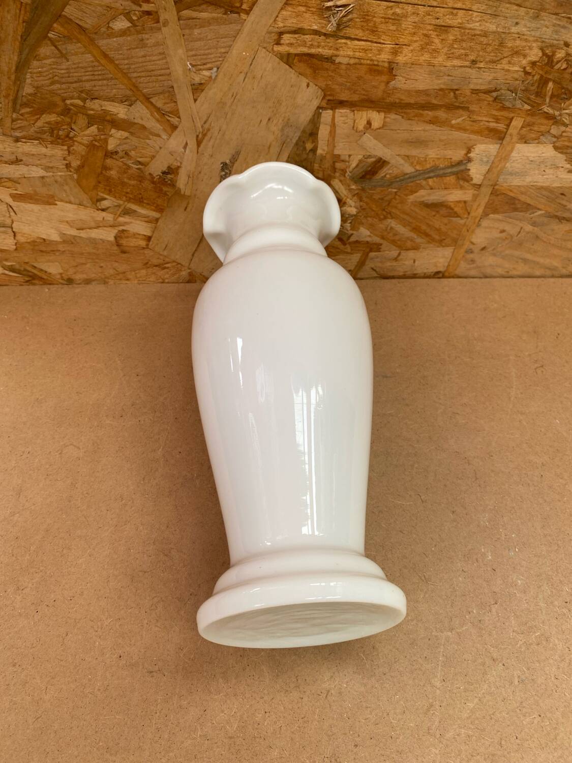 Old White Opaline Soliflore Vase Vintage Corolla Neck