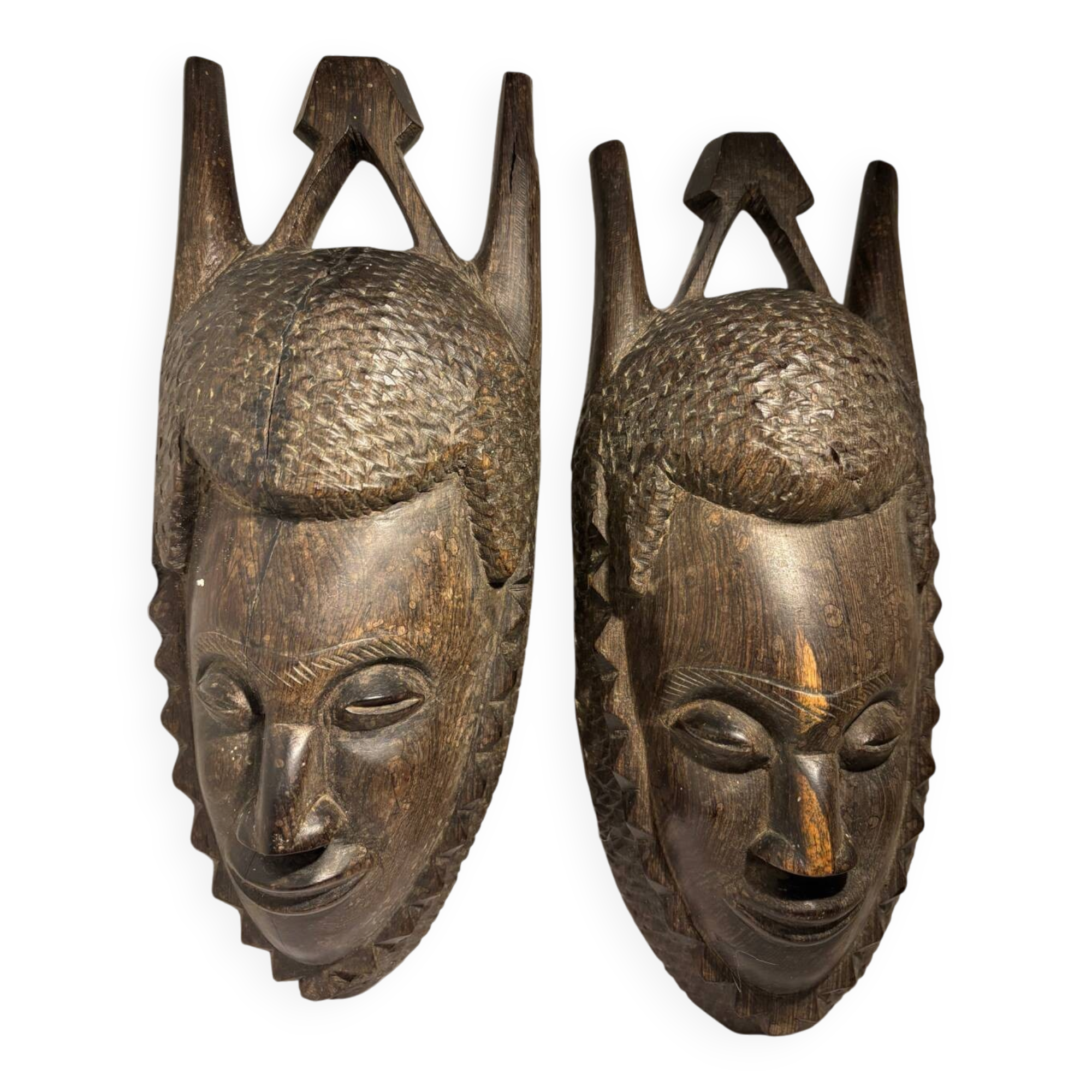 Paire de masques ancien collection art africain