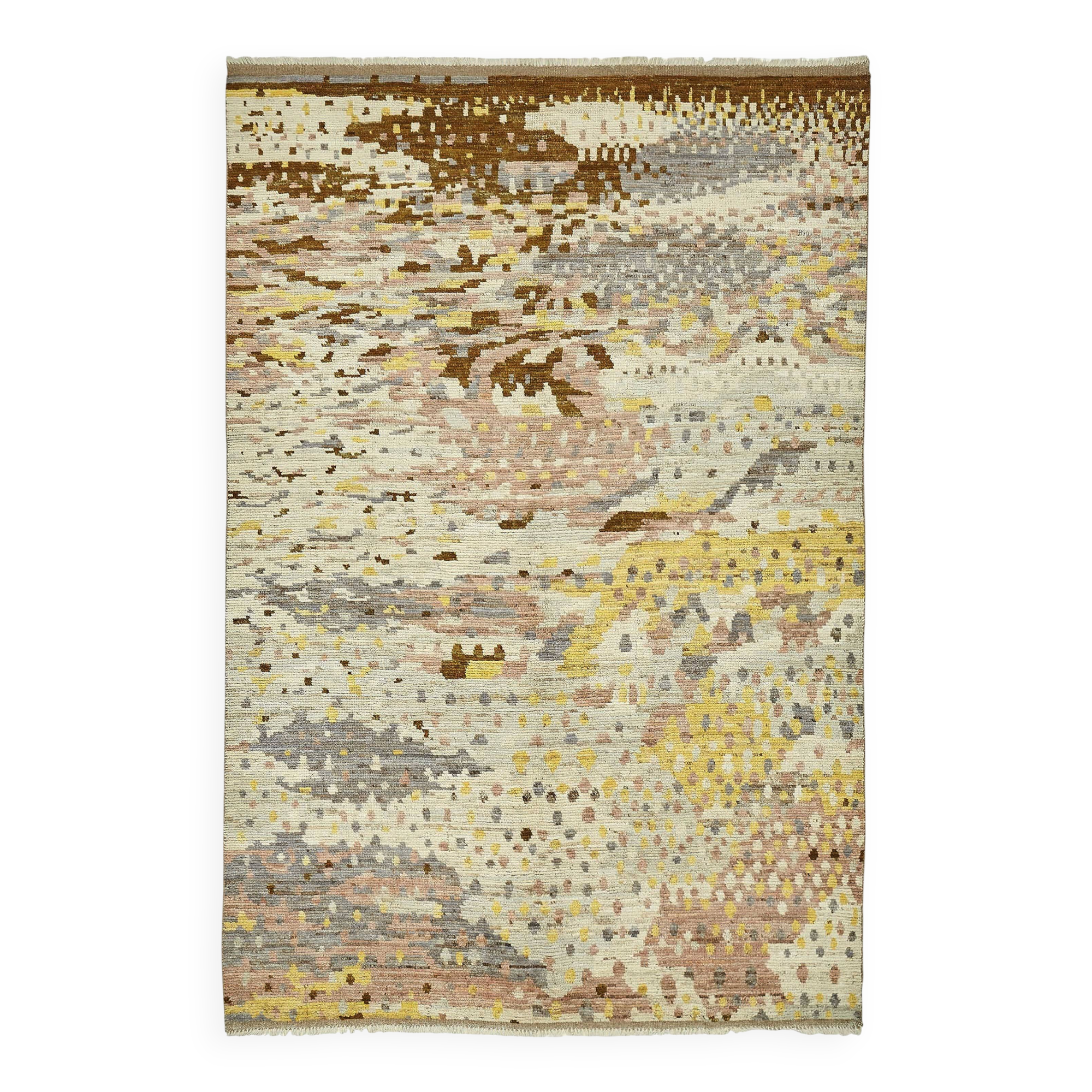 Handwoven Turkish Rustic 197 cm x 294 cm Multicolor Wool Carpet