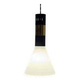 Hanging Light in Opaline Glass and Brass attributed to Stilnovo, 1950s
