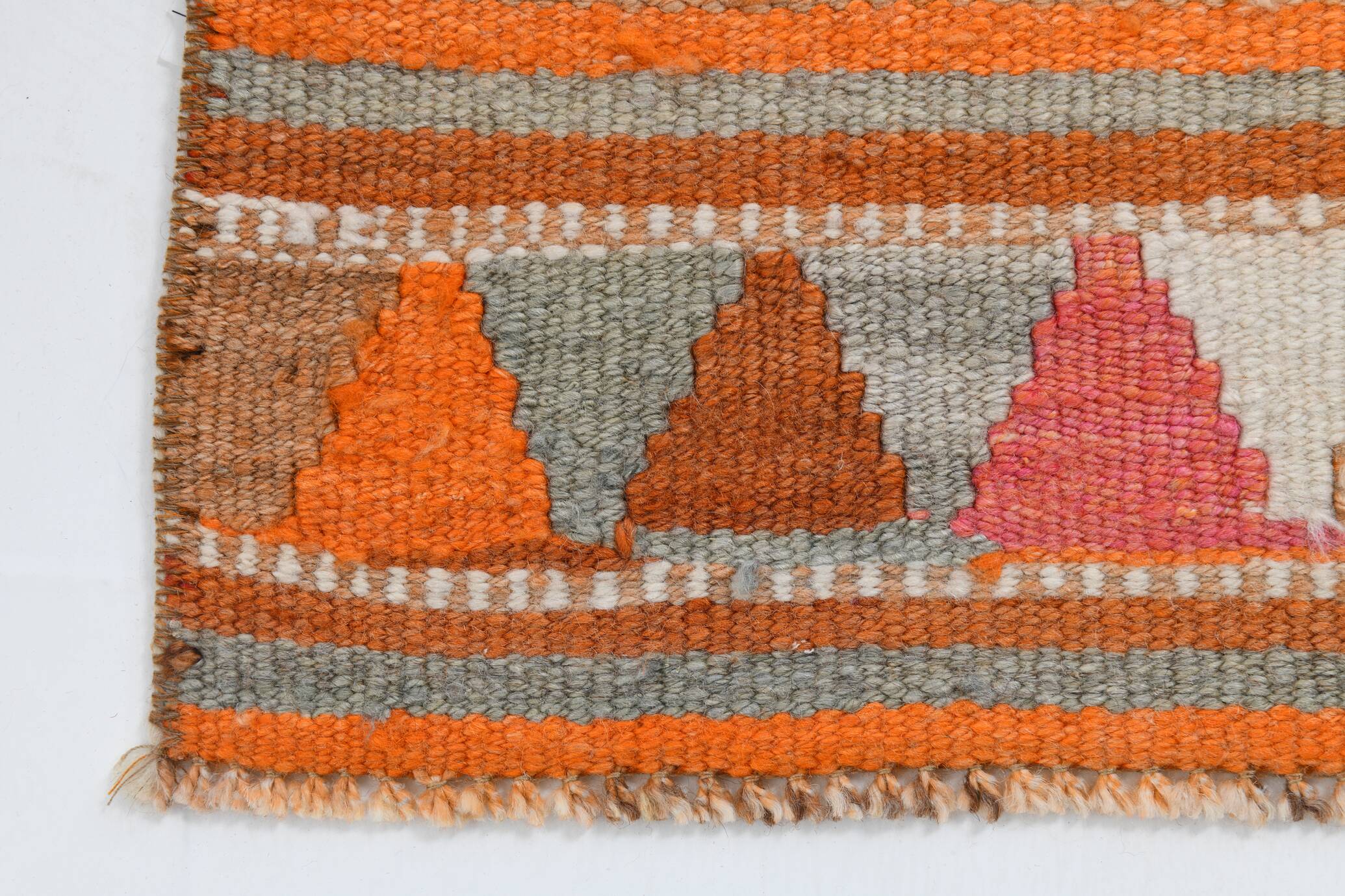 Brunt Orange Turkish Vintage Runner Rug, 85x388Cm