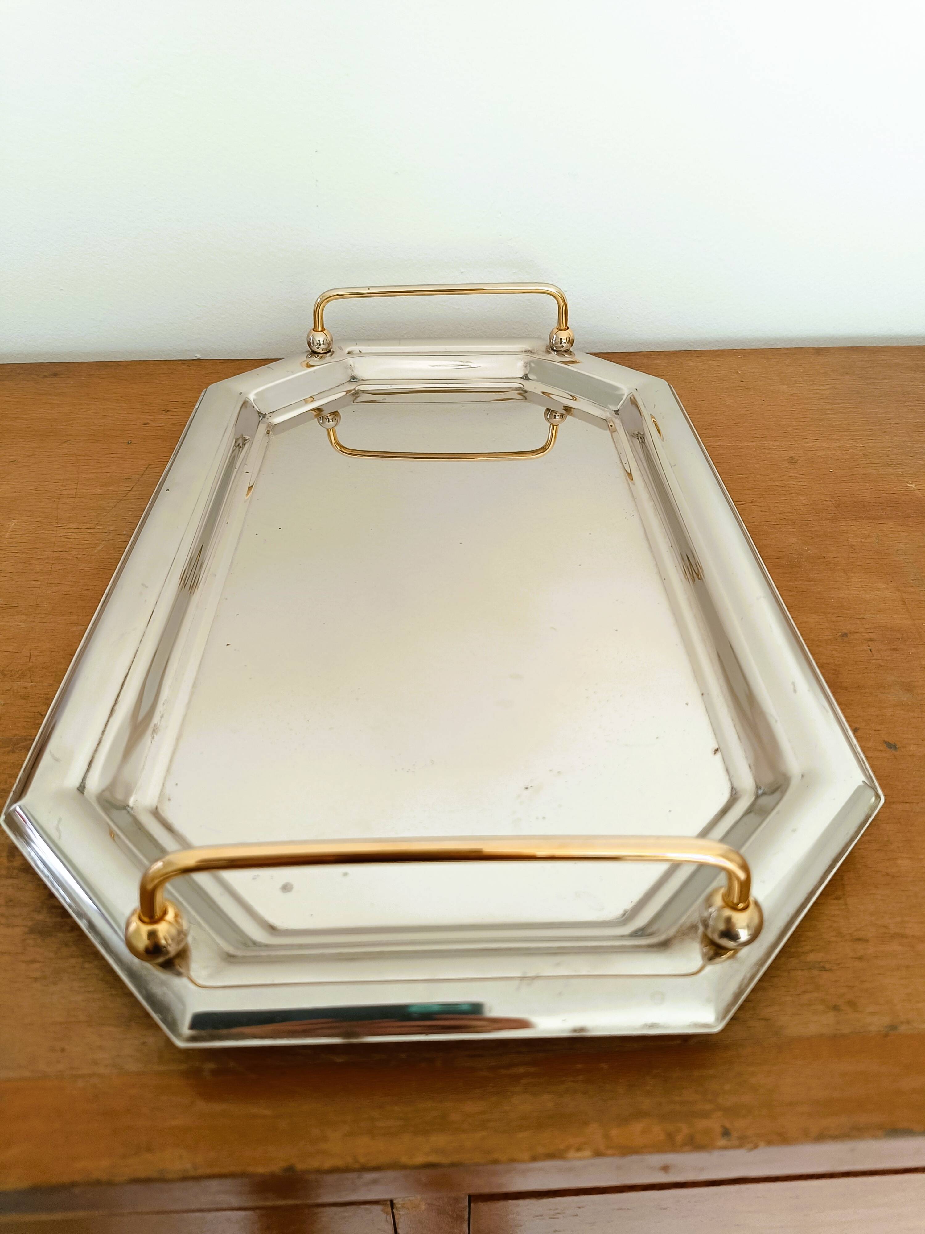 Hexagonal stainless steel serving tray