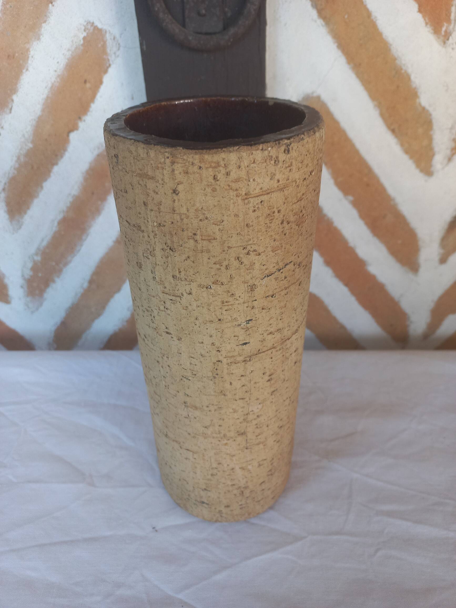 Large cylindrical cork vase