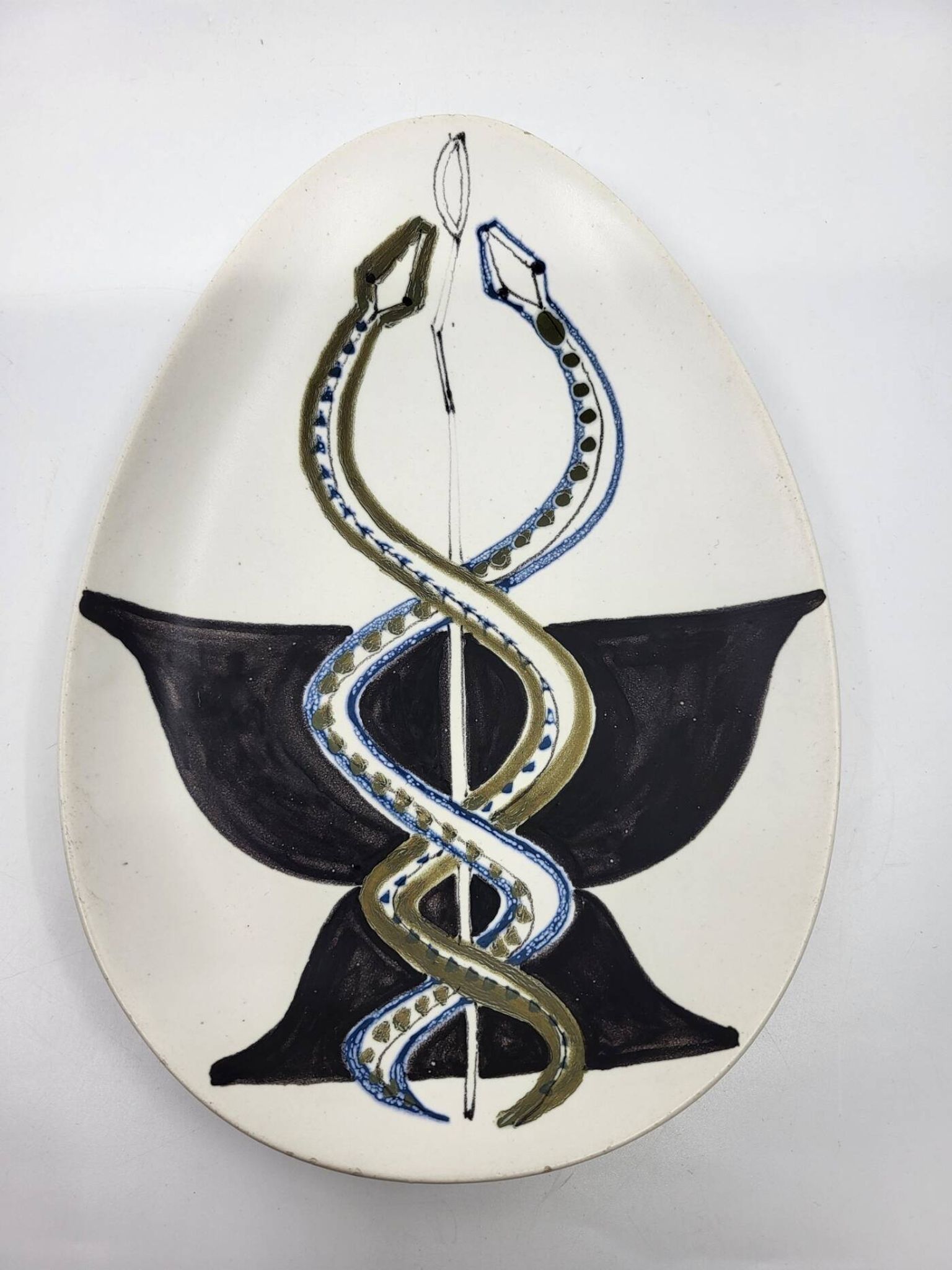 Cup Vide Poche Roger Capron Serpents decor ceramic France 1950
