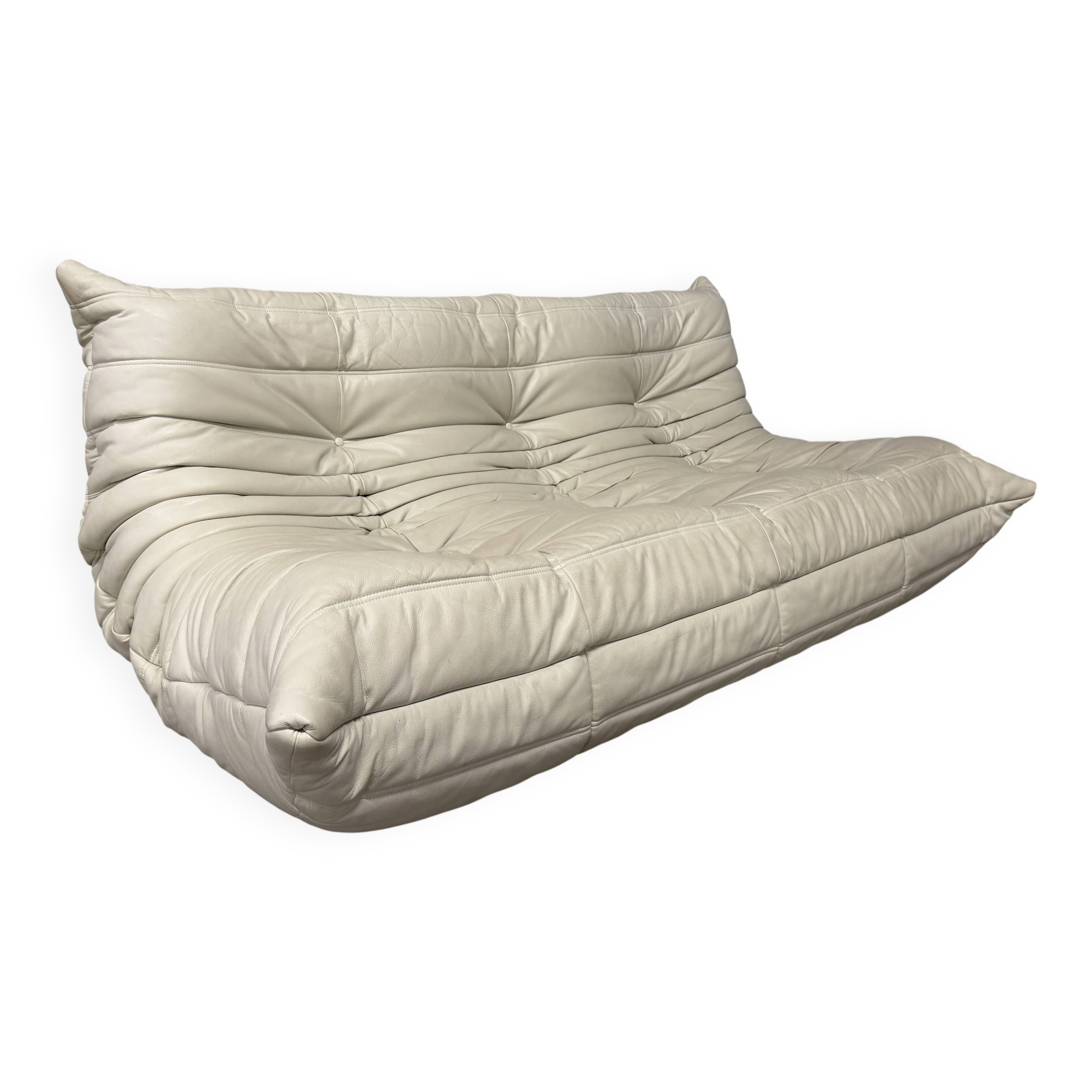 100% authentic ligne roset togo 3-seater beige leather in top condition!