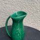 Green enamelled ceramic slurry jug Sarreguemines France