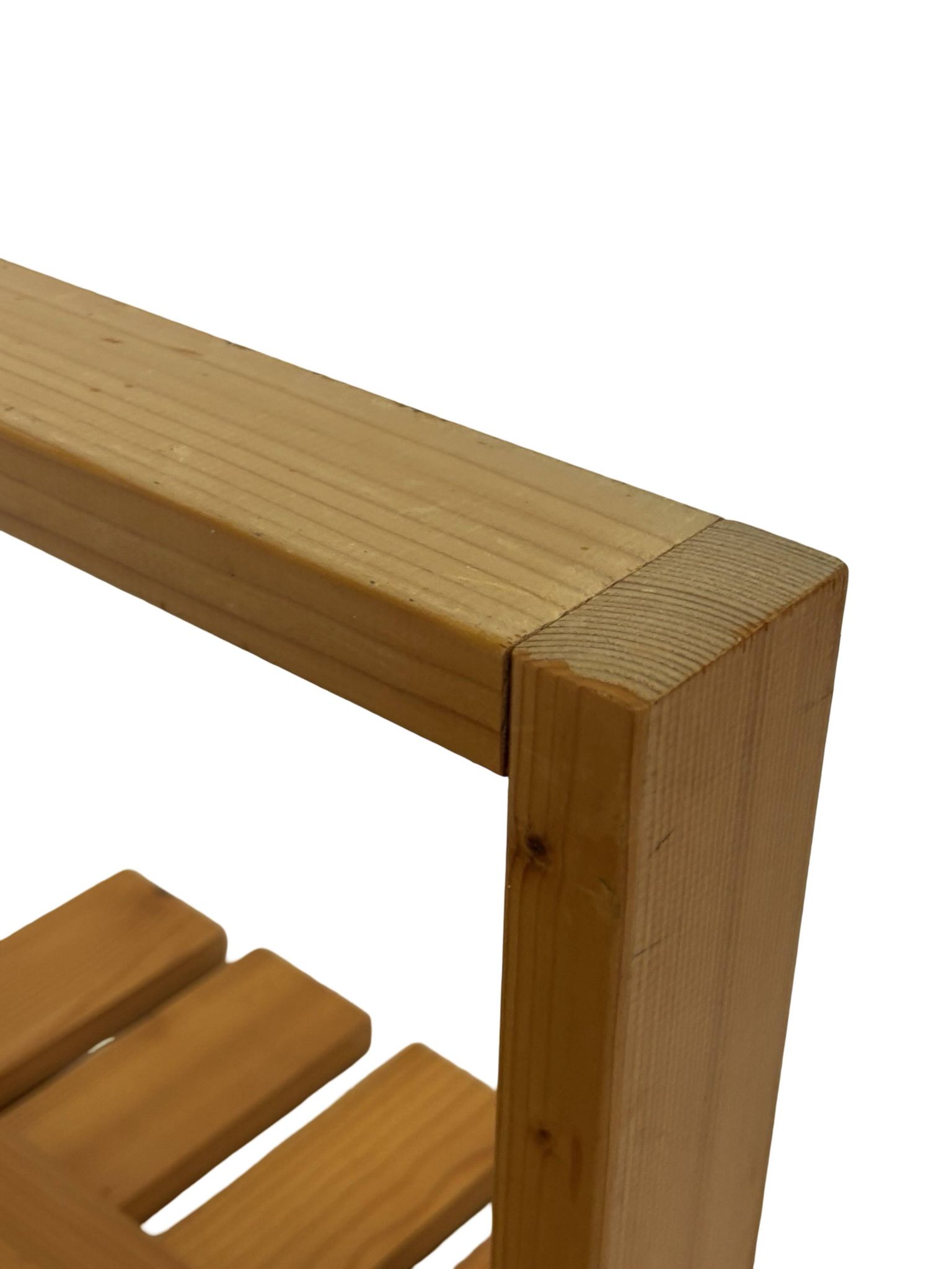 Vintage Scandinavian modern pinewood slatted bench from the 1960's