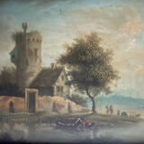 Small painting: oil on panel - lively landscape