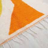 Handwoven Berber rug with traditional coloured patterns, size 1.4/2.6 m.