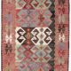 4x6 Red & Green Geometric Persian Kilim Rug, 132x194Cm