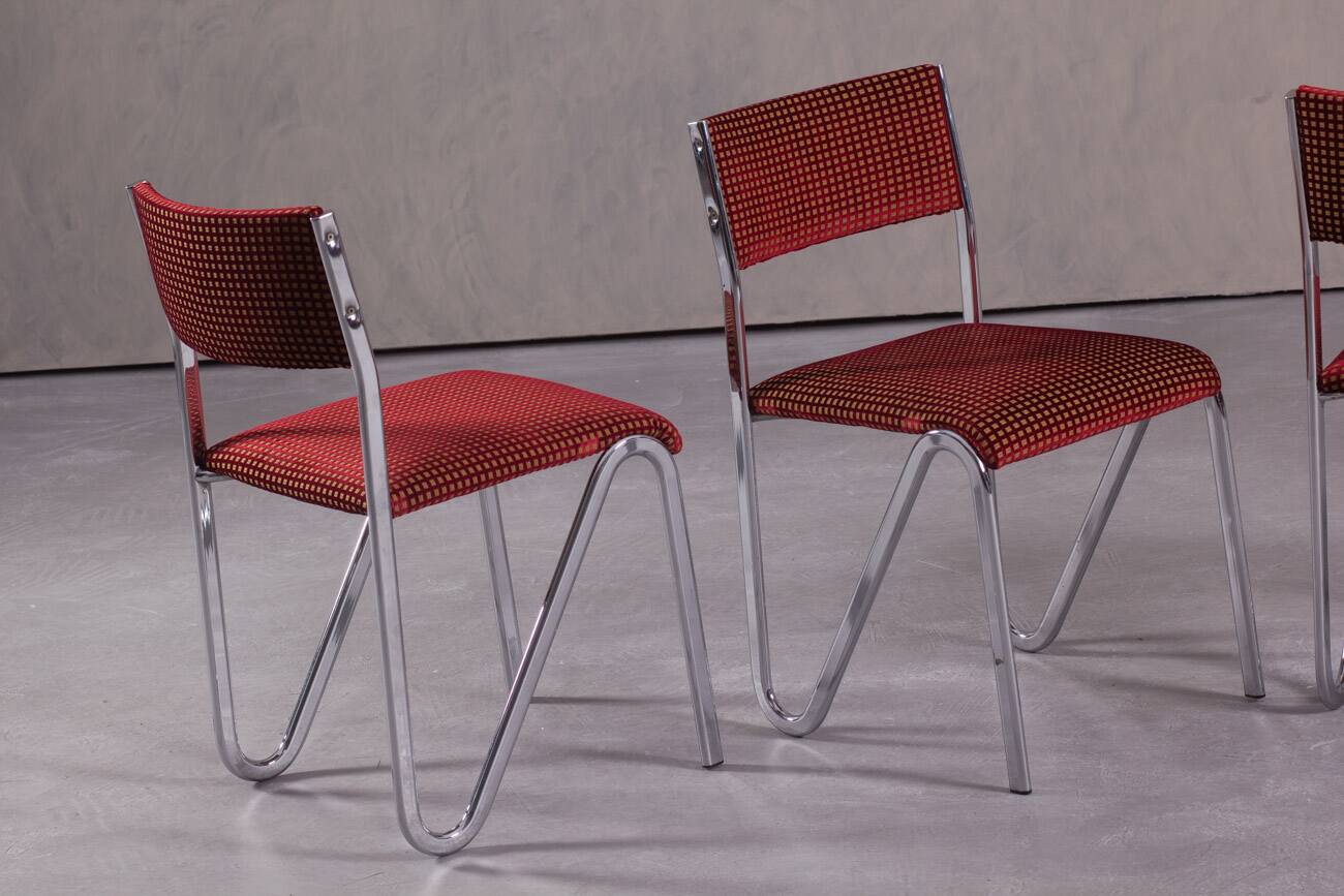 Vintage steel stacking chairs, Germany, 1980s, set of 4