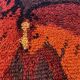 Tapis et tapisserie RYA vintage des années 1970 en marron et orange avec cheval