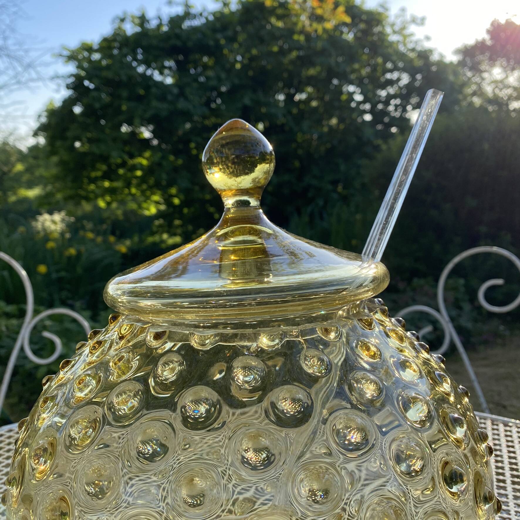 Vintage punch service in amber glass, Empoli style, 1960s-70s.