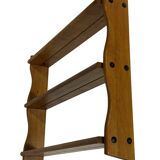 Vintage solid wooden wall rack with 3 shelves 70s oak rack