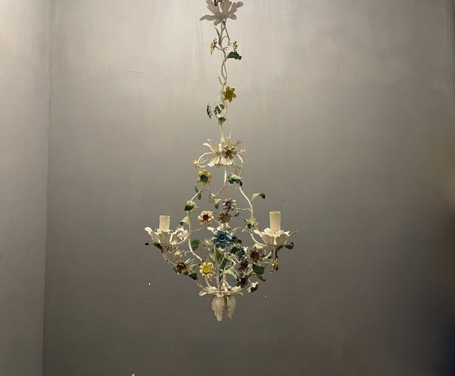 Lustre italien Tole Flower années 1960