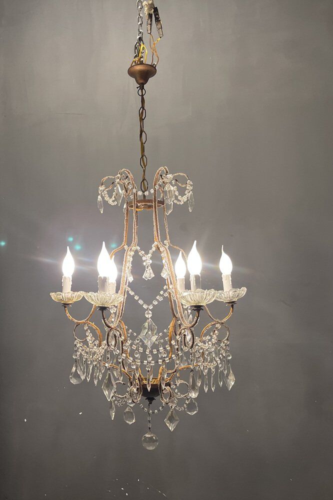 Italian vintage crystal beaded chandelier