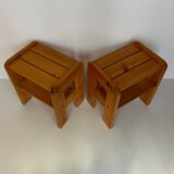 Table de chevet vintage en pin clair