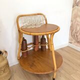 1960s/70s rattan rolling bar/serving cart