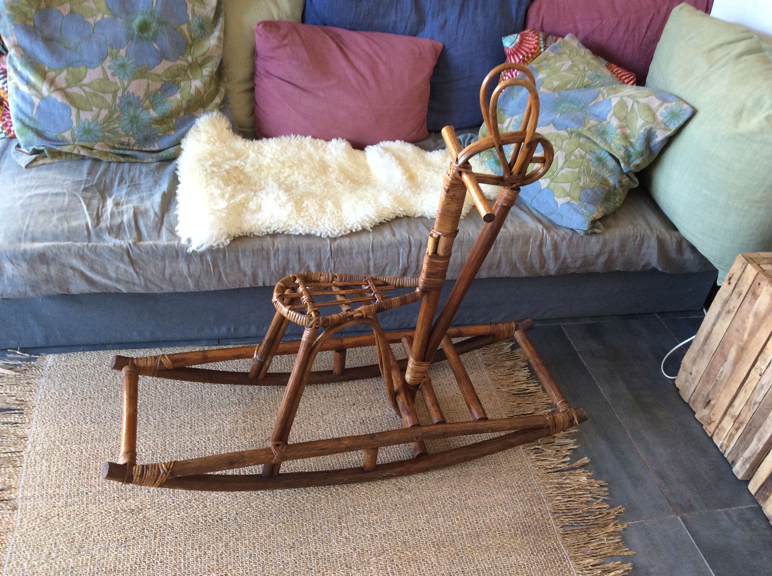 Rattan rocking horse