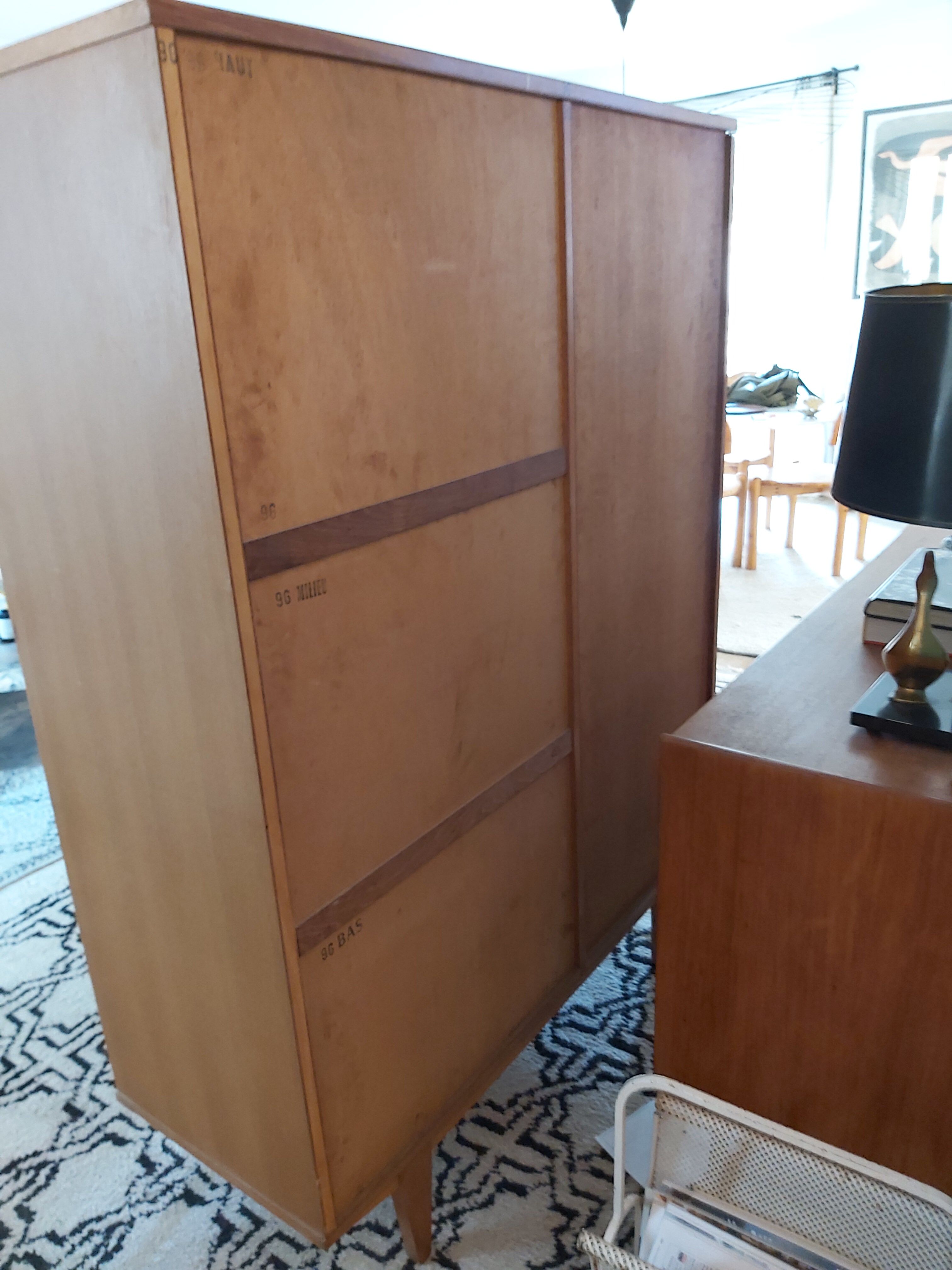 Vintage wooden and rattan cabinet