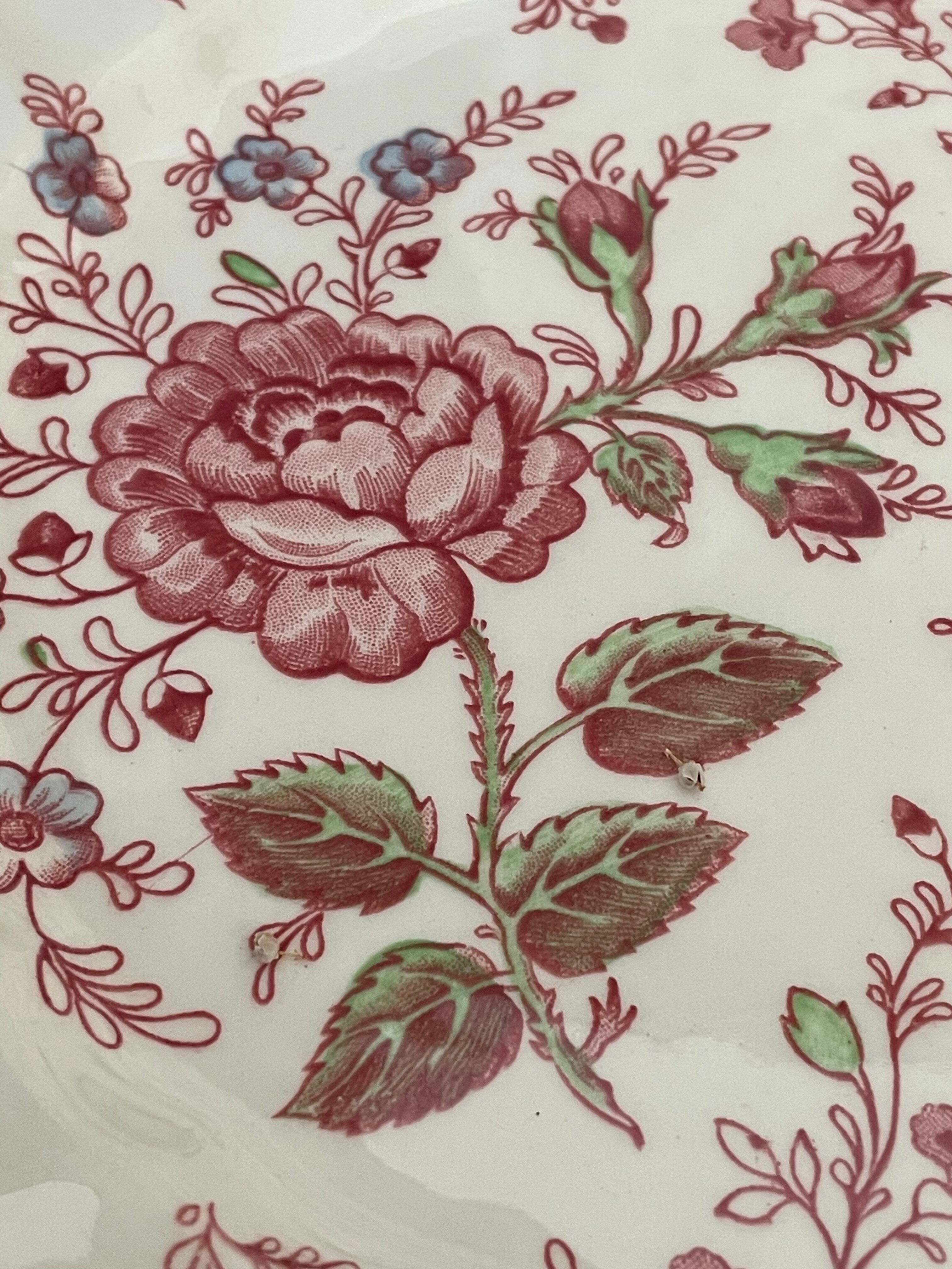 Set of 5 flat plates johnson brother pink chintz