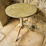 Side table, pedestal table patinated with natural pigments