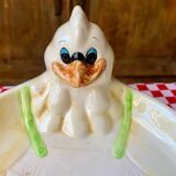 Dish and egg cups with chick designs