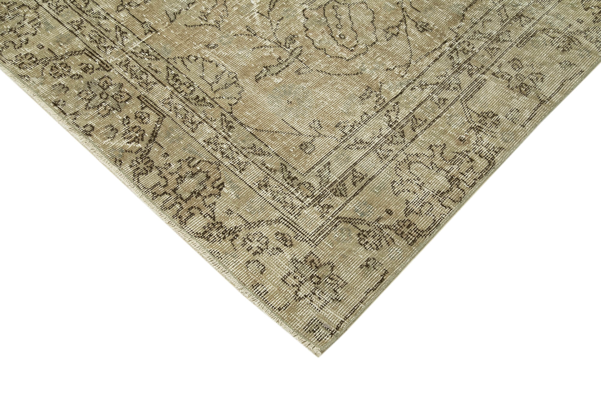 Hand-knotted vintage turkish beige carpet 181 cm x 294 cm