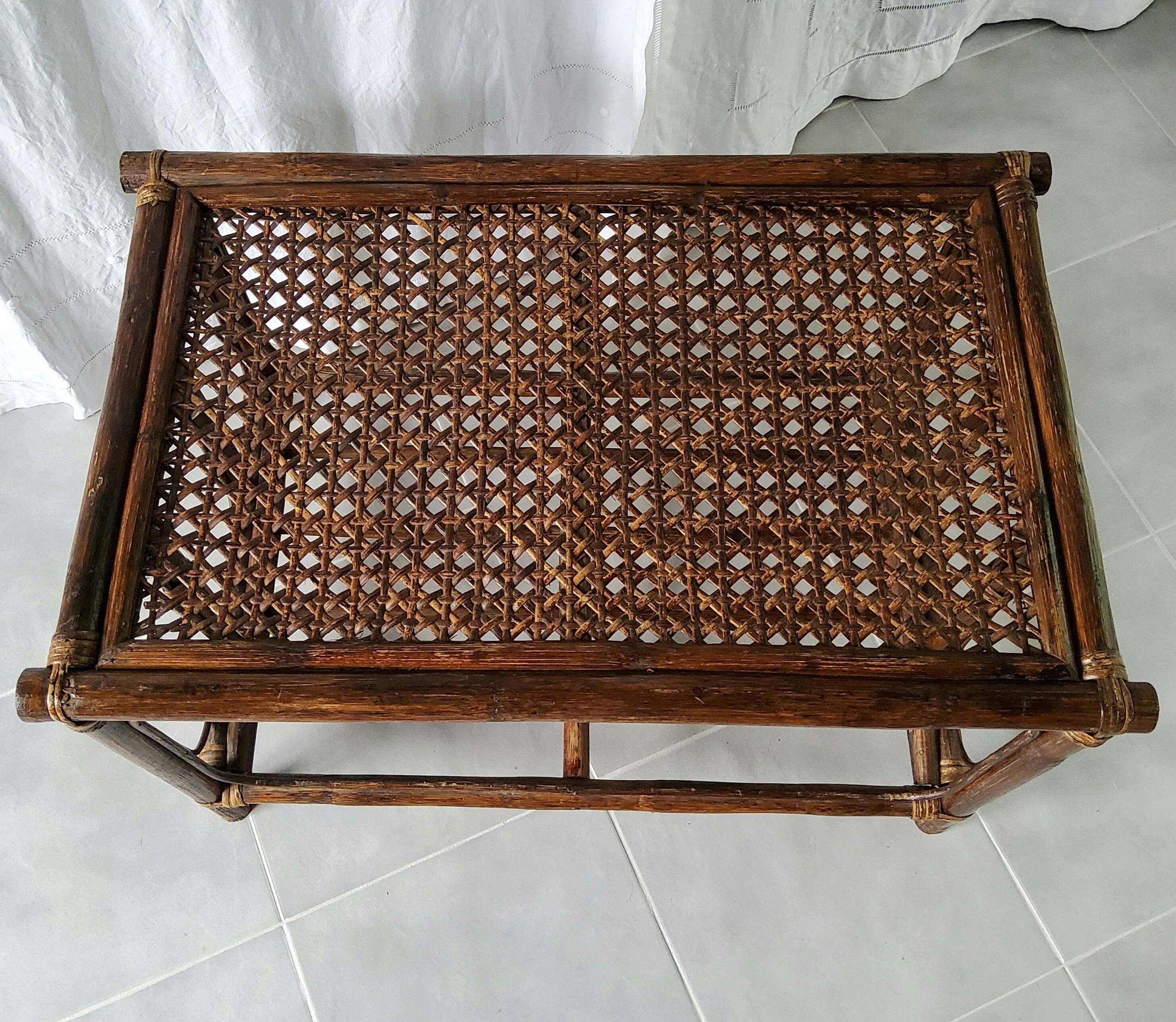 70s rattan coffee table