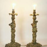 Paire de lampe Rococo Bronze