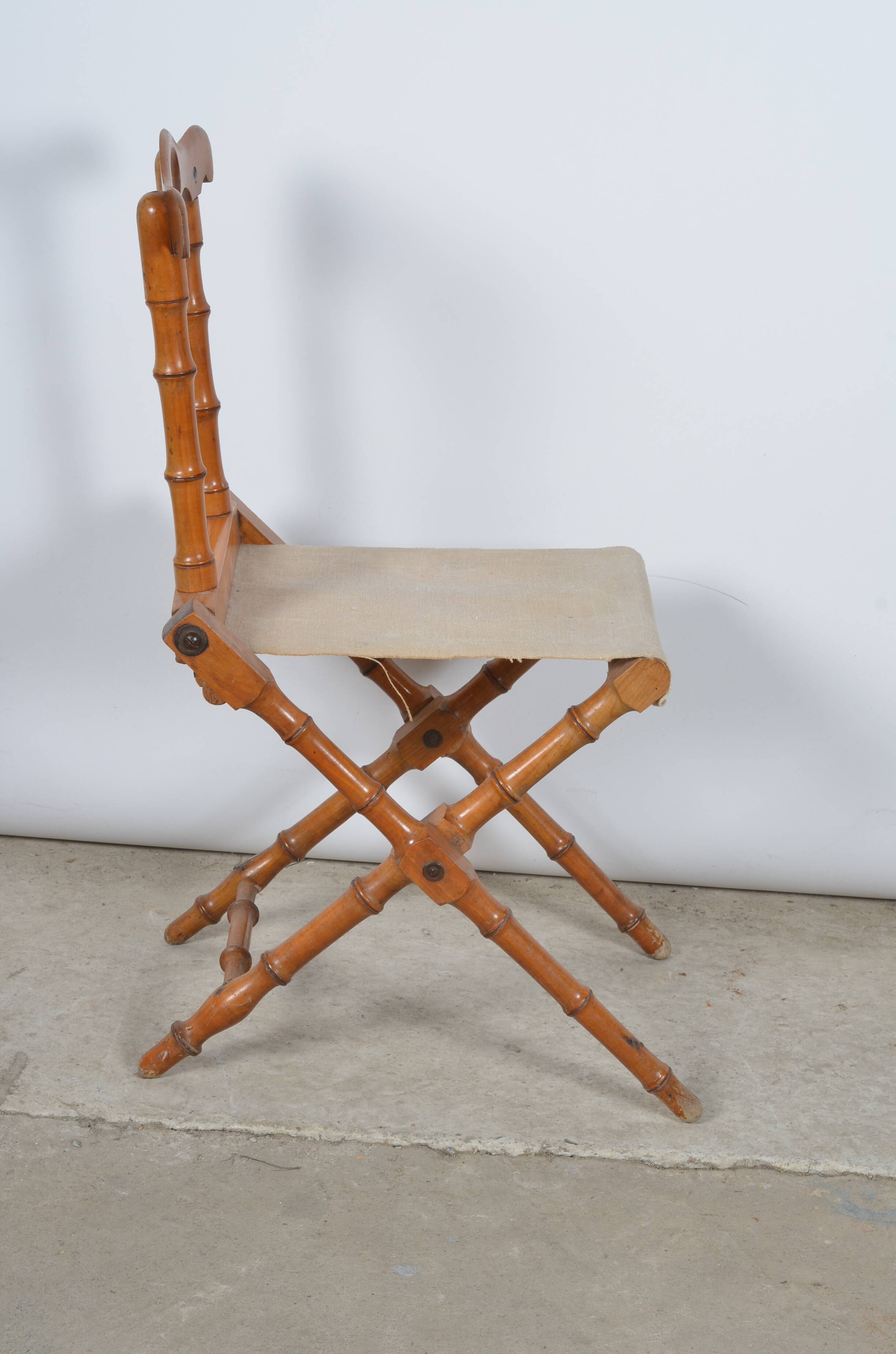 Folding wooden chair imitation bamboo