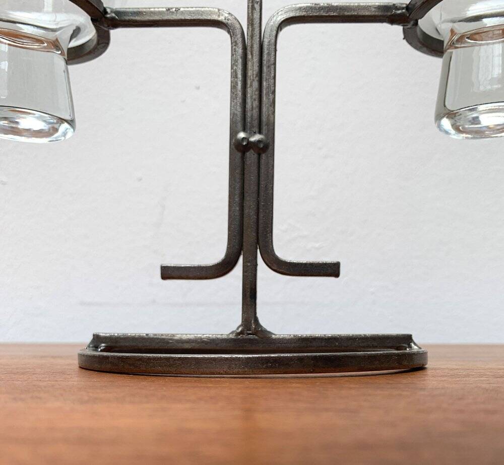 Danish Metal and Glass Candle Holder from the Mid-Century, 1960s