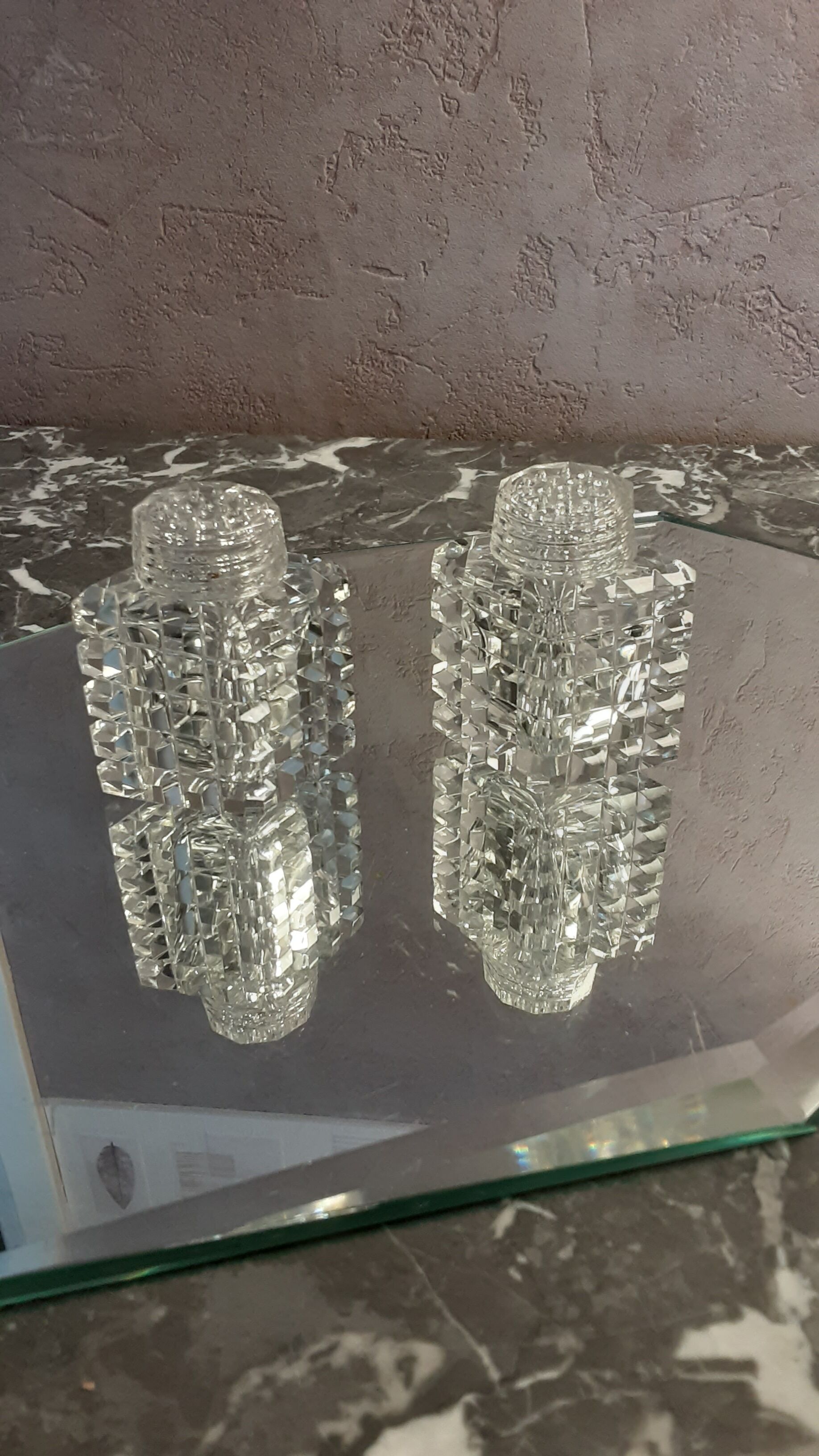 Cut crystal pepper salt shaker - vintage