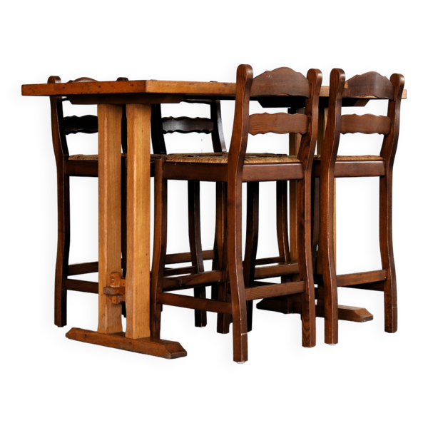 Table de bar vintage avec chaises   table à manger   tabourets de bar   années 1950