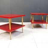 Pair of lacquered goatskin side tables by Aldo Tura, 1960s