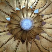 Large French Brass Lotus Ceiling Lamp, 1940s