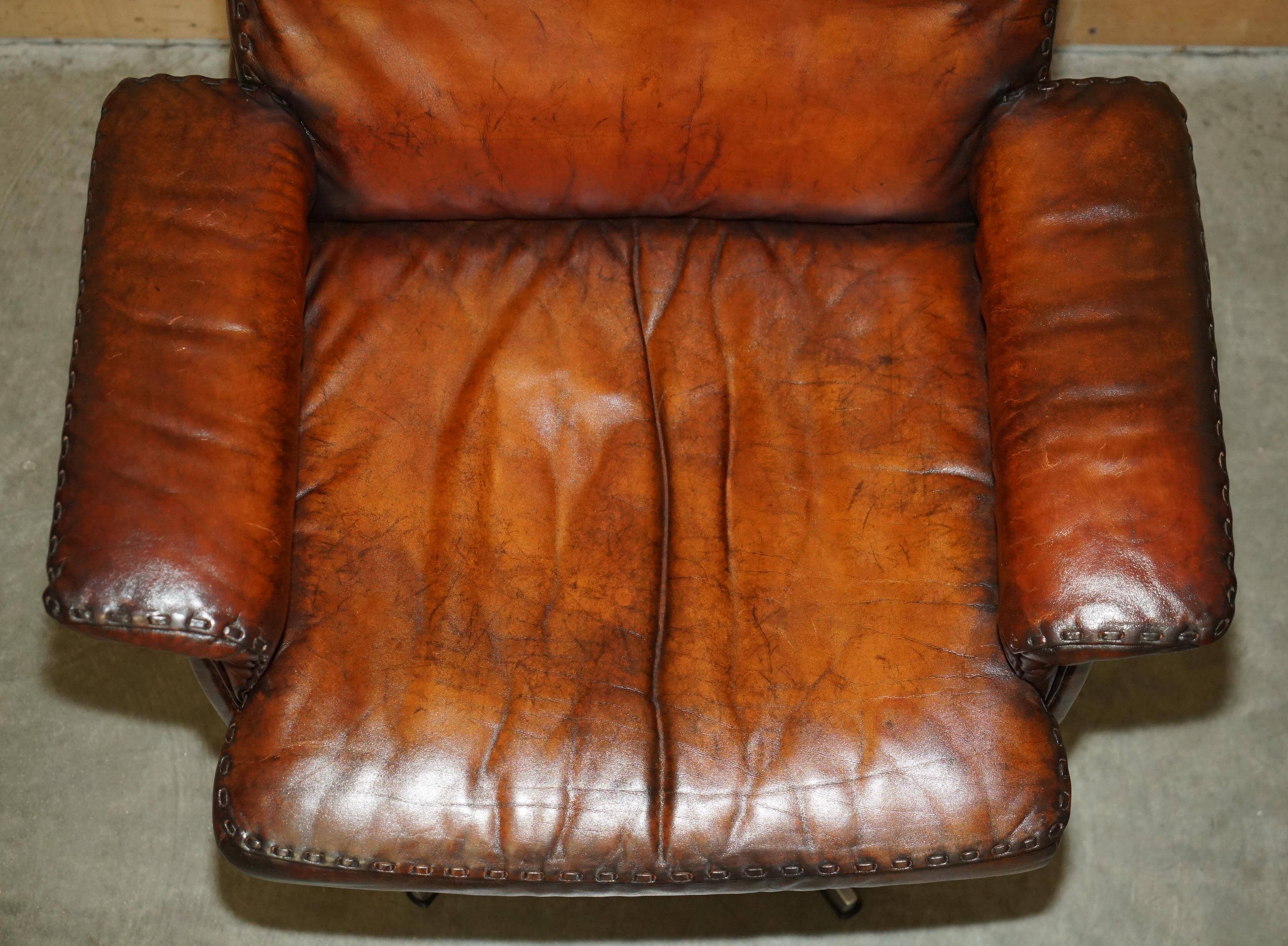 Mid Century Modern swivel office chair De Sede DS35 leather