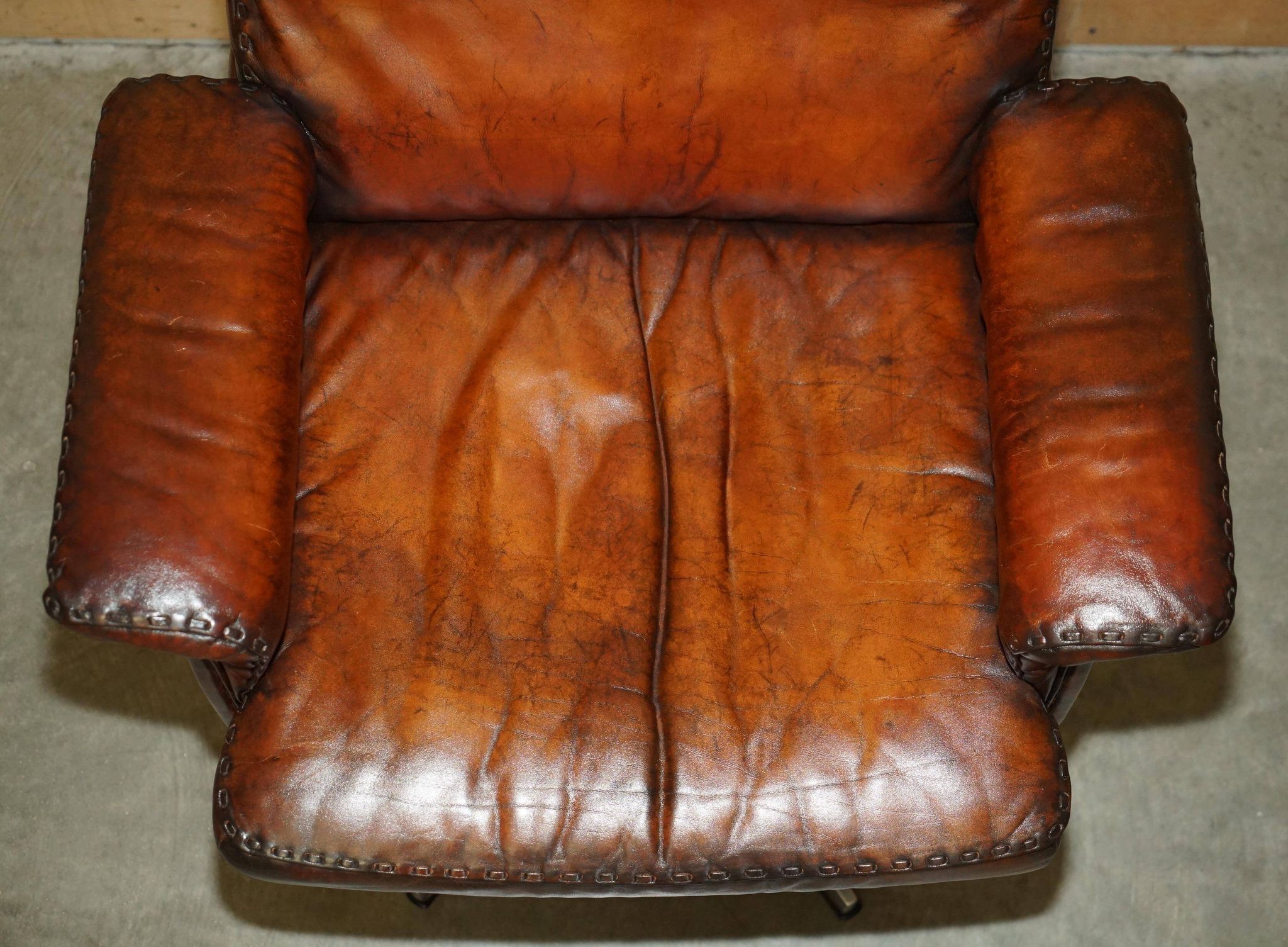 Chaise de bureau pivotante Mid Century Modern De Sede DS35 cuir